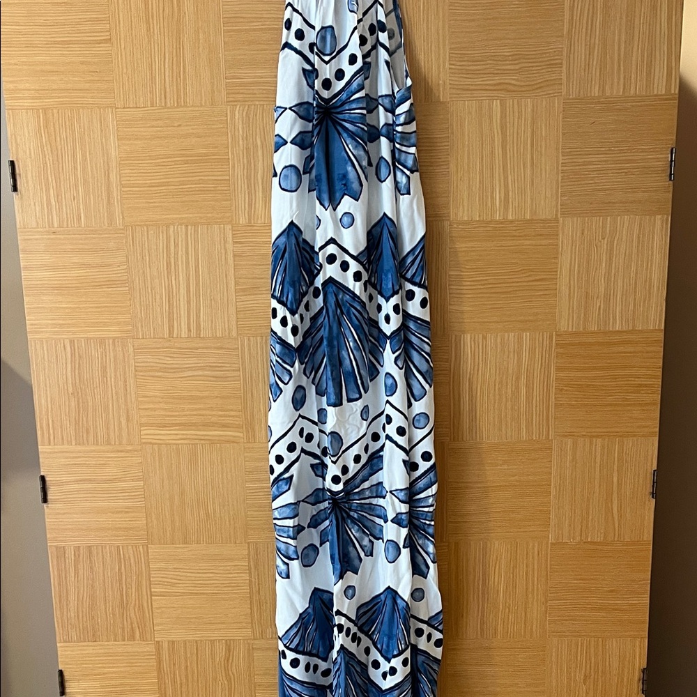 1.STATE Blue and White Abstract Maxi Dress